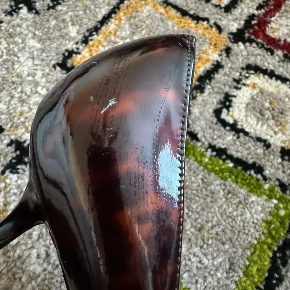 Stuart Weitzman Women's Tortoise Print Patent Leather Heel 8 Peep Toe Stiletto - Picture 7 of 10